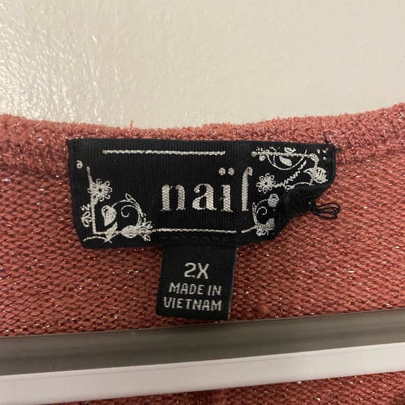 Sparkle knit cross cross front sweater in mauve-pink - Picture 3 of 3